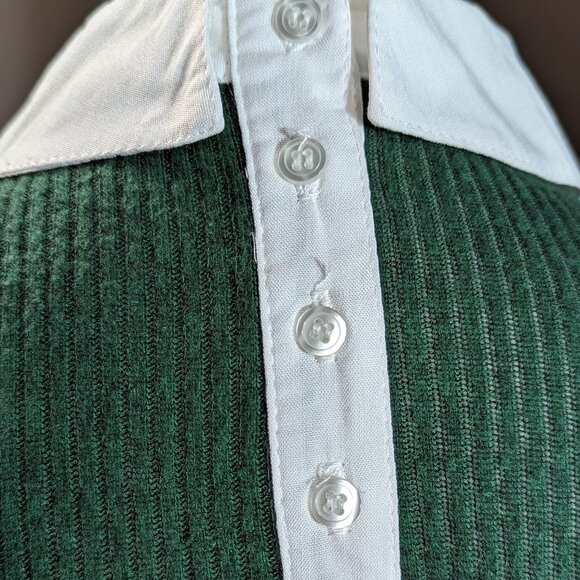 ModCloth Hunter Green Ribbed Peter Pan Sweater Dress, long sleeves. Size S - Picture 4 of 7